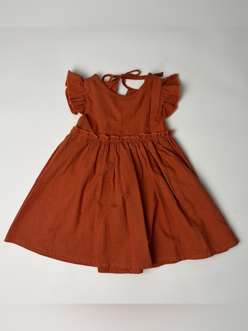 Girls Burnt Orange Flutter Sleeve Dress (Estimated Size 2T)